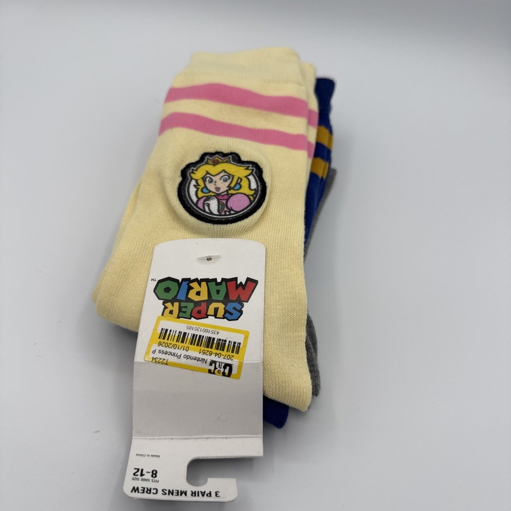 Nintendo Super Mario Men's‎ 3-Pack Adult Crew Socks Size 8-12 Shoe Size